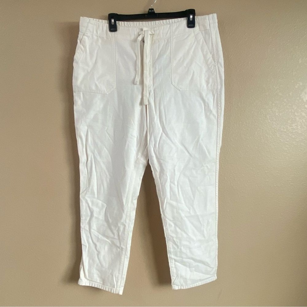 J Crew New XL Cotton Elastic Tie High Rise Waist Camp Pant Natural Off White